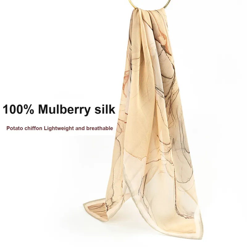 Shanghai Story 100% Mulberry Silk Silk Scarves Women's Ethereal Beauty Shadow Gift Box Set-19