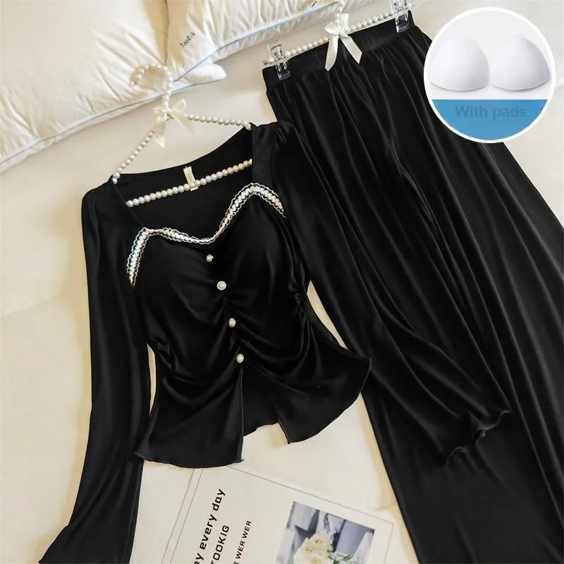 Sleeping Beauty Pajama Set Women's Black-4