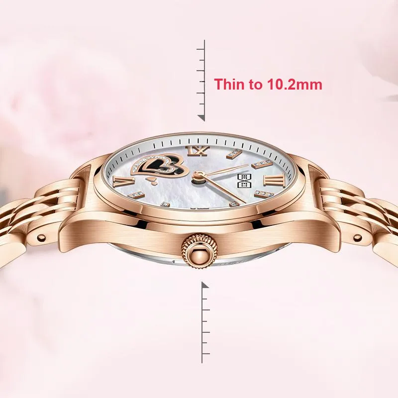BEXEI Heart To Heart Collection Mechanical Movement Watch Women's Watch Mother-of-Pearl Color Watch Dial-13