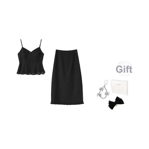 Fstudio Корейский стиль Элегантность V-образный вырез Удобный Короткий рукав Топ Комплект с юбкой Женские