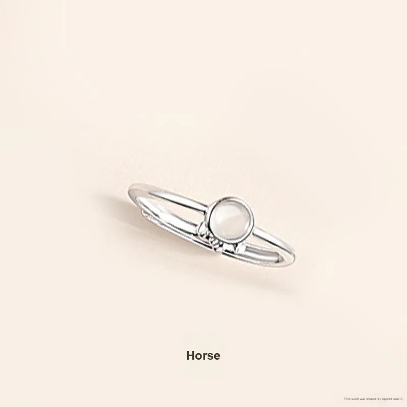 Xifeng Building Chalcedony S925 Sterling Silver Inlay Ring Women's-38