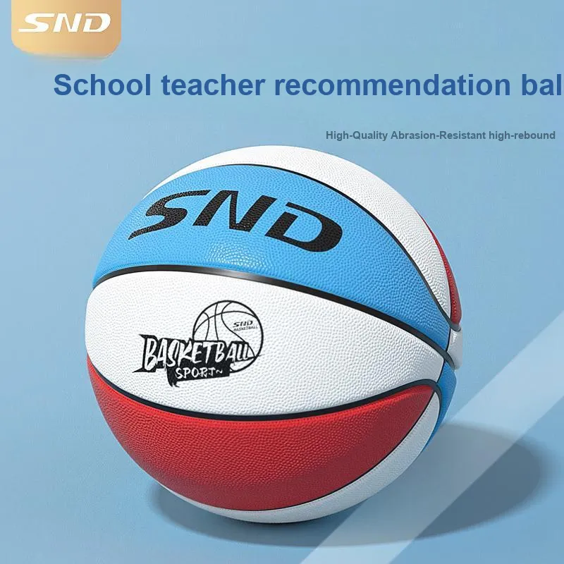 SND Rubber Basketball Blue White Red Size 5 7 Size Training Unisex-3