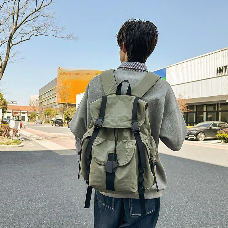 DCLOUD Nylon Backpack Unisex Orange/White/Black/Green/Light Gray-24