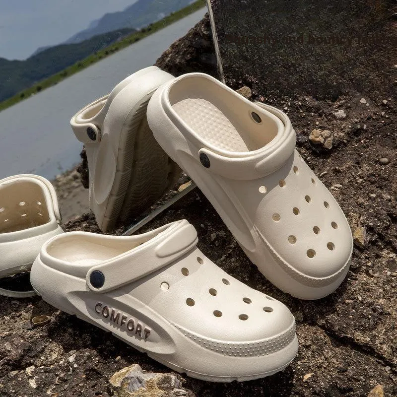ECAC Platform Clogs Summer Height Increasing Slip Resistant Closed Toe Slippers-5