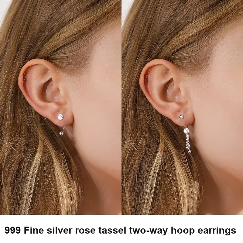 Daisy Dream 999 Fine Silver Earrings Women's-3