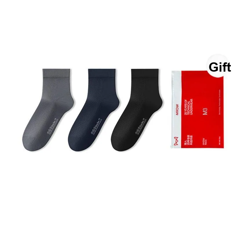 MIIOW Mid Calf Socks Unisex Gift Ribbon 3 Pack-9