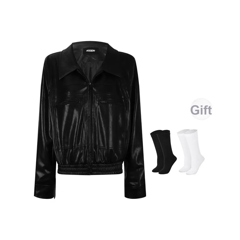 BSEVENI Черные Женские Кожаные Куртки