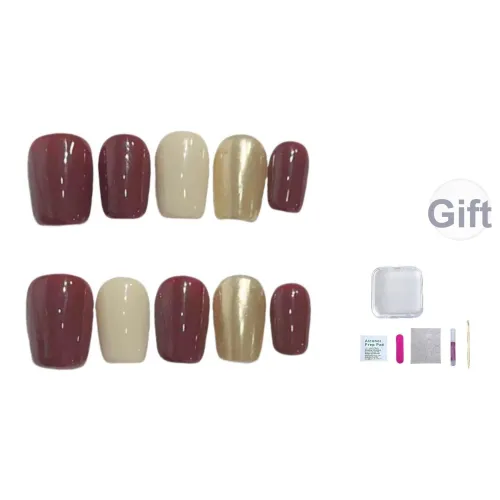 A Few More Cute Ручная работа Премиум Минималистский стиль Magic Mirror False Nail Trapezoidal Burgundy Jump Color