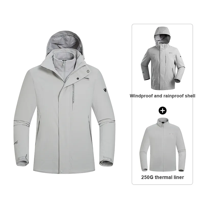 NORTHLAND PROFESSIONAL Waterproof And Windproof Windbreaker Jacket Men's Solid Color 3 in 1 Fleece Liner-6