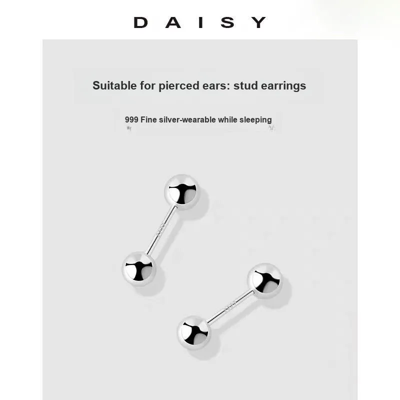 Daisy Dream 999 Fine Silver Stud Earrings Unisex-4