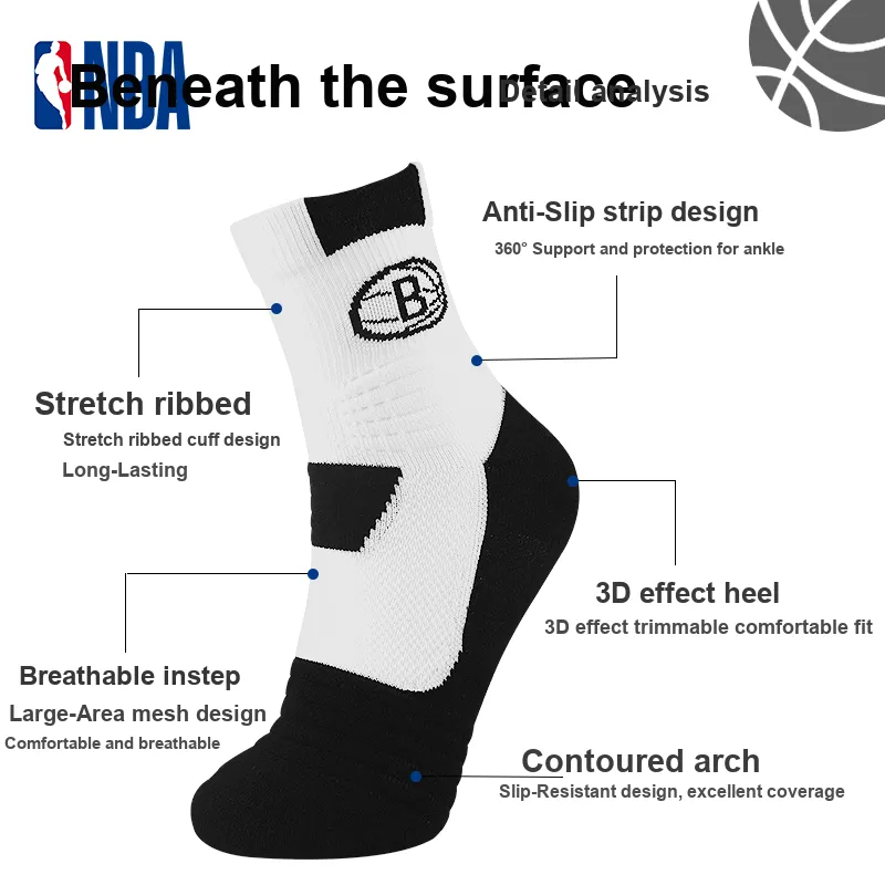 NBA Brooklyn Nets Basketball Socks Men's 4 Pack-3