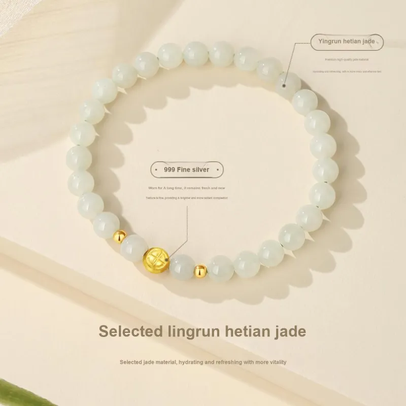 Olampe Hetian Jade Bracelets White Jade/Pale Greenish White Jade Women's-3