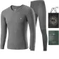 Thermal Underwear Tops+Long Johns Clothing Sets (Dark Heather Gray)-100% cotton, Breathable,/3A Antibacterial, Thermal