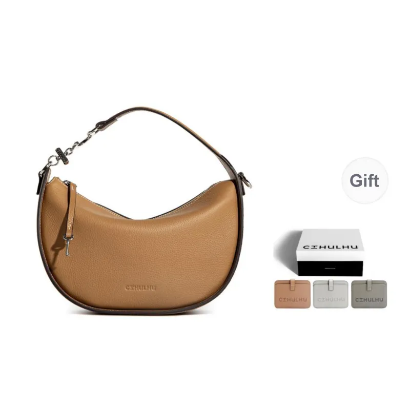 Cthulhu Cowhide With Microfiber Shoulder Bag Medium Size Women's Brown/Ecru-0