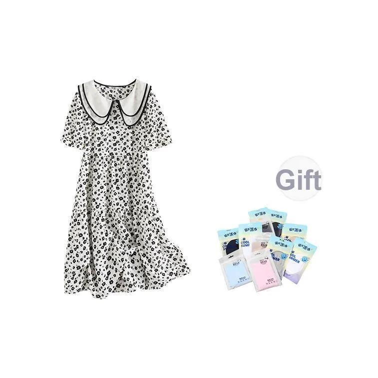 TOUCH Short Sleeved Dress Women's Beige With Black Floral