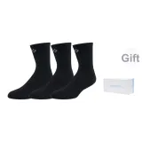 Milk White Blue Box+3 Pack (Black-Crew Socks)