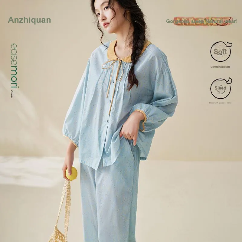 Aannsfam Pajama Set Women's Water Wave Blue-1