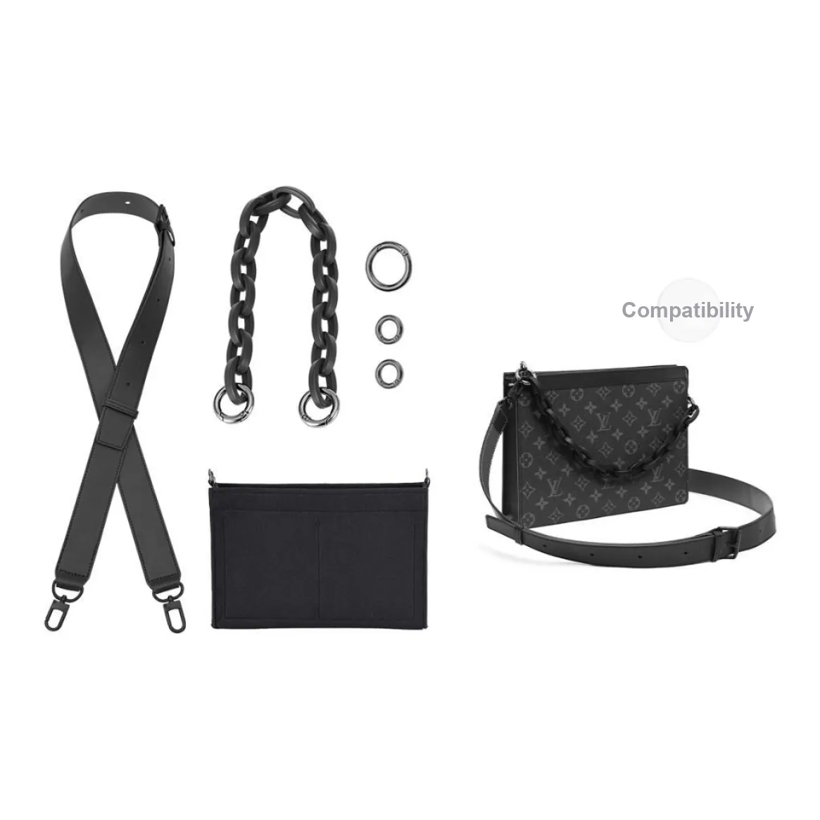 Lan Bao Fan Acrylic Shoulder Strap Storage & Organization, Bag Strap Accessories, Crossbody Unisex Black