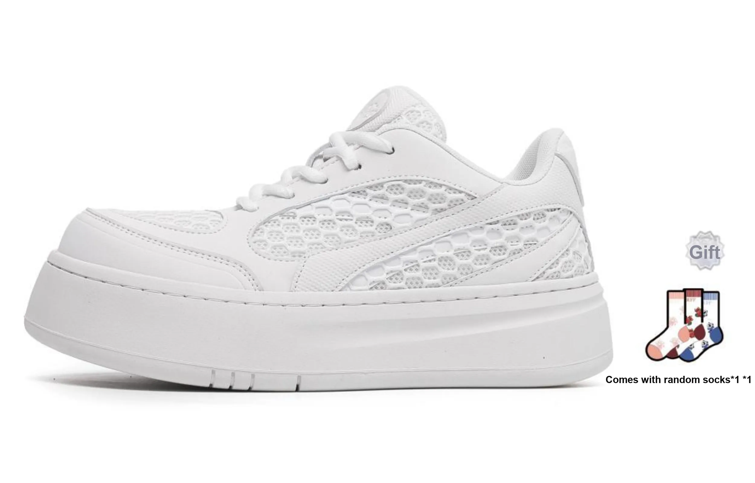 BUFFALO BOUND Slip Resistant, Abrasion Resistant, Breathable Low Top Skateboard Shoes Unisex White