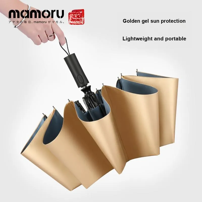 Mamoru Three Fold Automatic Umbrella Windproof Sun Umbrella Plus Size Foldable Dual Use For Sunny And Rainy Days-1