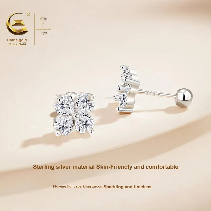 Central Fashion 999 Fine Silver Stud Earrings Women's-7