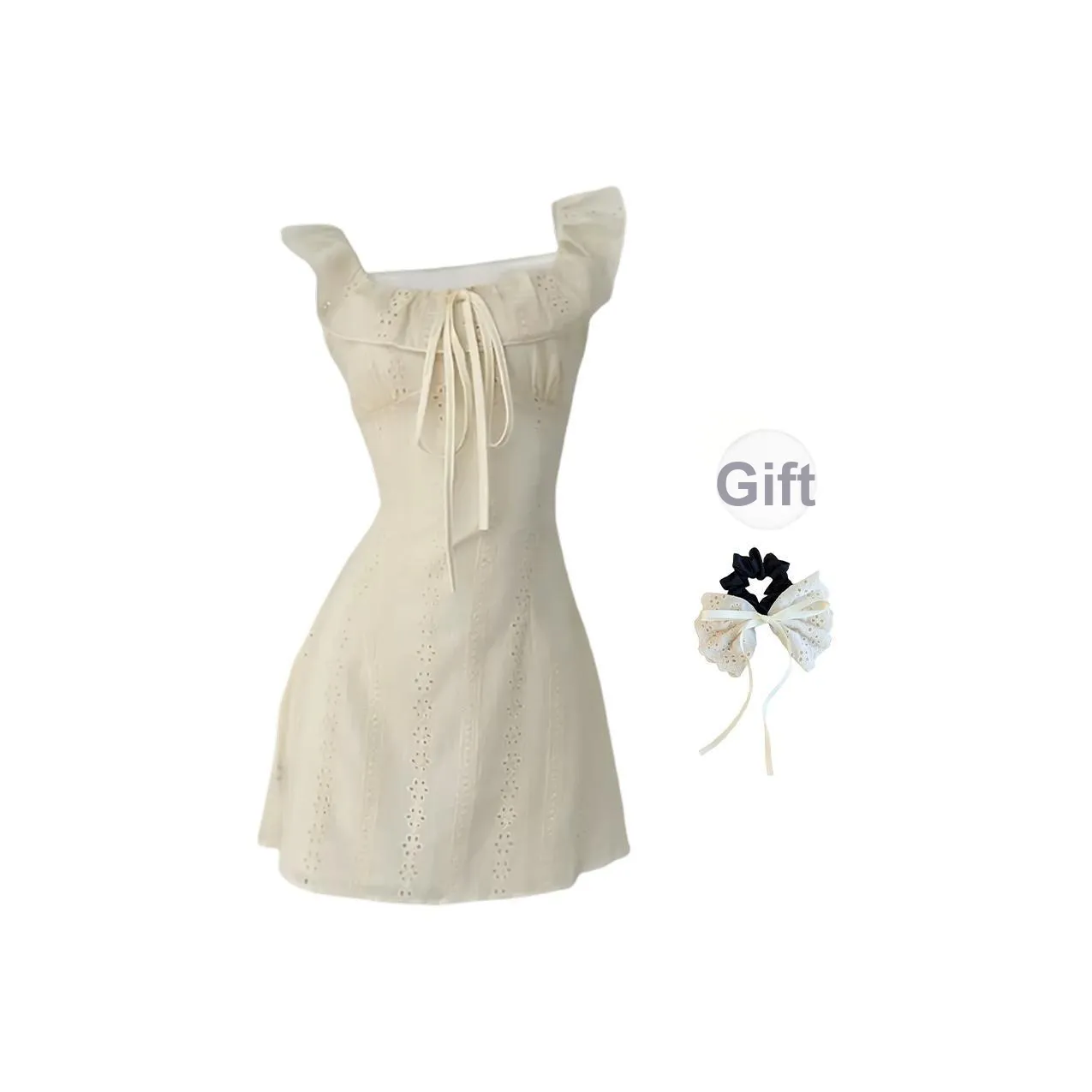 TUSHIFEI Без рукавов Платье Женское Абрикос + Резинка для волос в комплекте с подарками