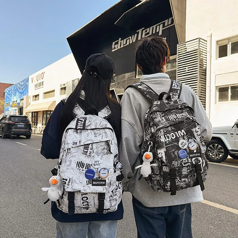 Kaka Tree Nylon Backpack Regular Unisex Gray/Black/White-5