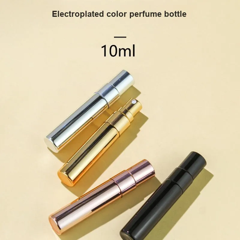JIANYINGSHU 10ml Perfume Refill Bottle Travel Portable Sample Spray Magic Glass Empty Bottle Electroplated Push Button-2