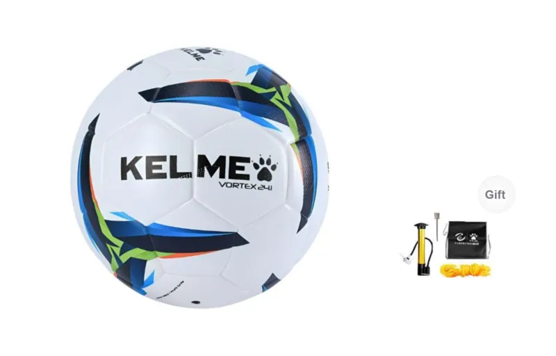 KELME Size 5 Ball Soccer PU Seamless Thermal bonding Unisex White Colorful Blue-0