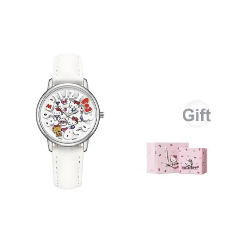 Zgo Sanrio Co Branded Кварцевый механизм Кожаный ремешок Часы Женские часы Белый циферблат