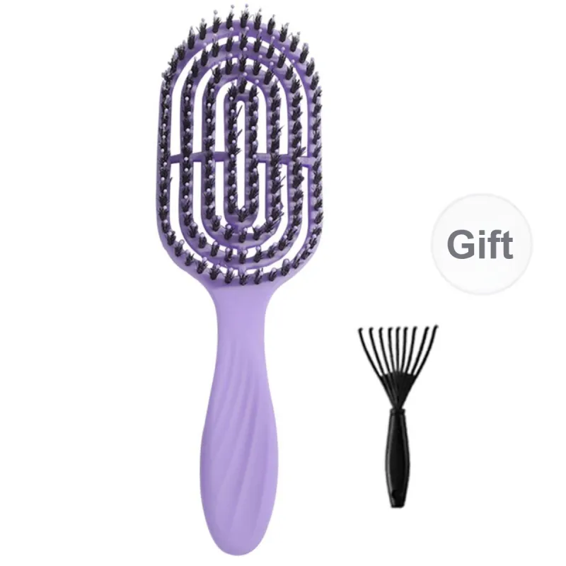 LMLTOP Pig Bristles Comb Volume Brush For Straightening And Curling Hair, Root Volume Enhancer-0