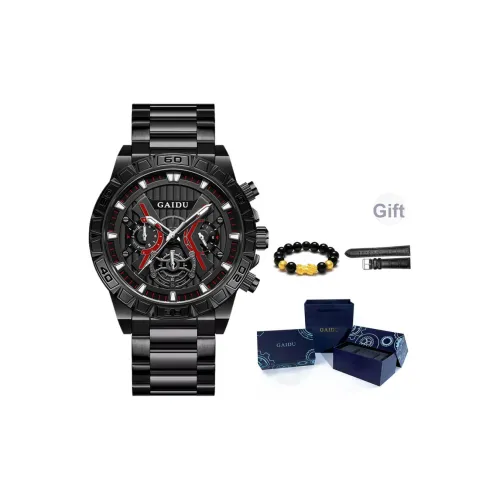 GAIDU Кварцевый механизм Мужские часы 44 мм Черный