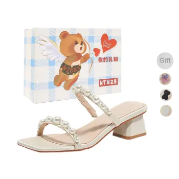 NTOZE Slip Resistant Odor Resistant Slide Slippers Women's Ecru Gift Box Set