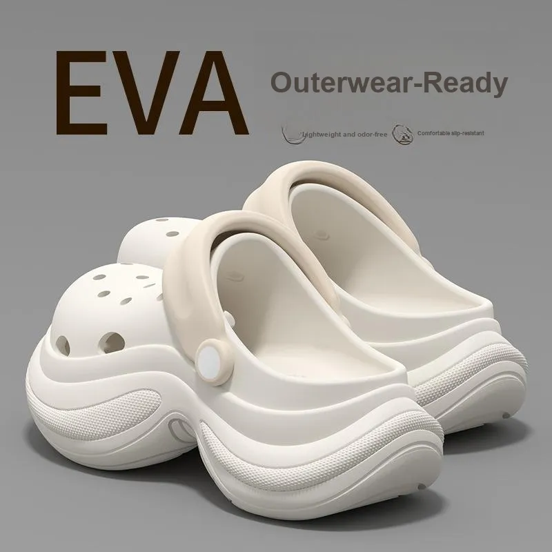 ECAC Closed Toe Slippers Clogs For Women's Summer, Breathable, Lazy Platform, Slip Resistant Beach Sandals-8