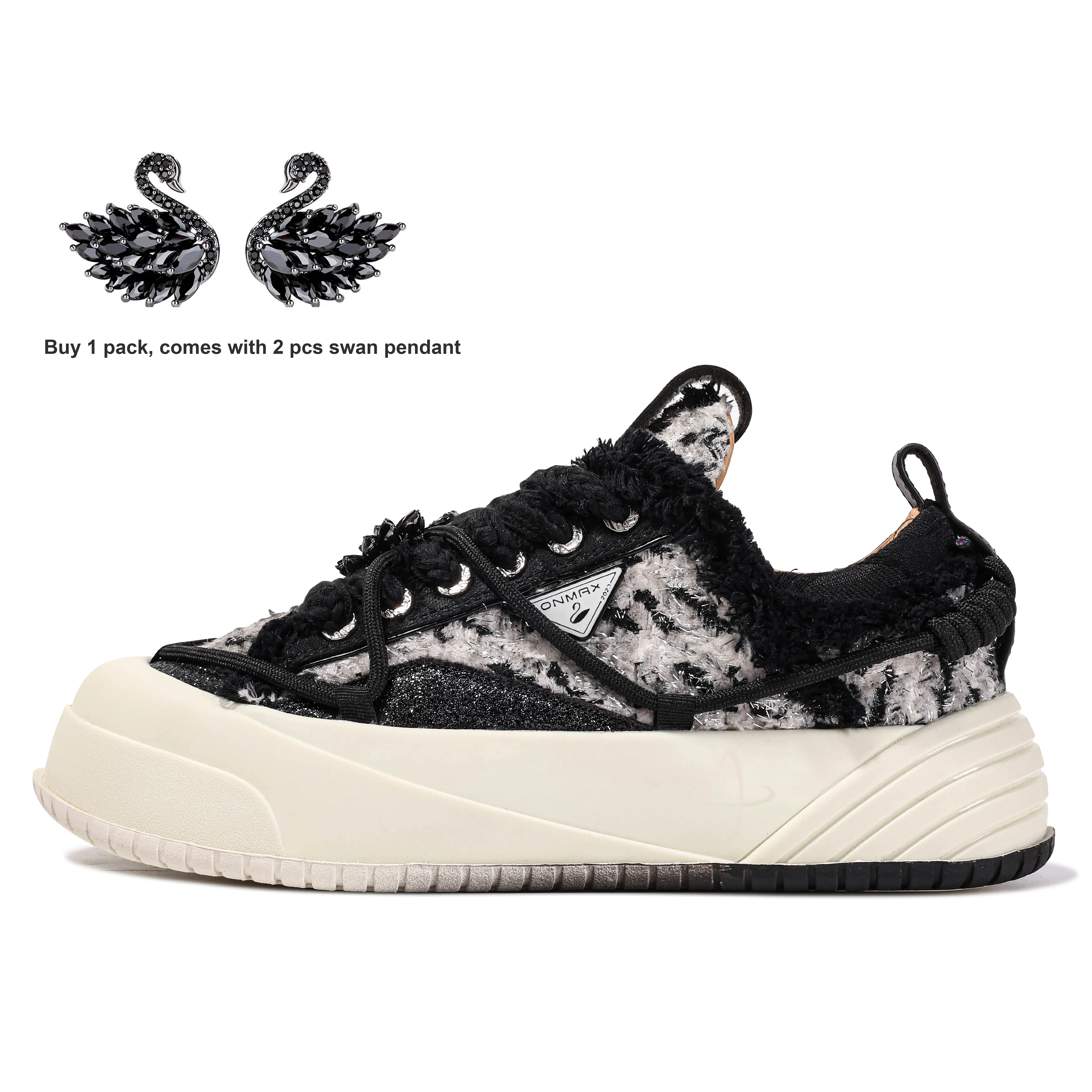 ON MAX Paper Airplane Series Skateboard Shoes Unisex Low Top Black/White