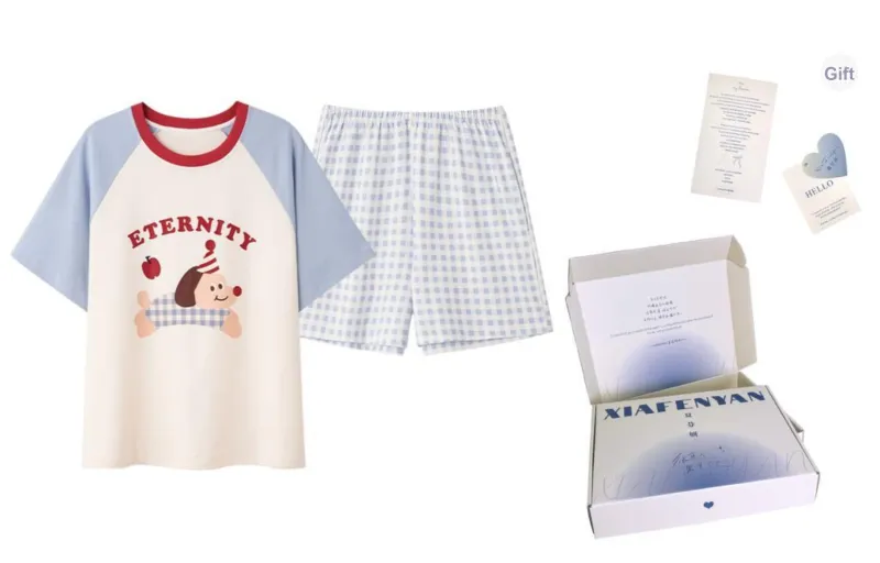 XIAFENYAN Pajama Set Unisex Blue-14