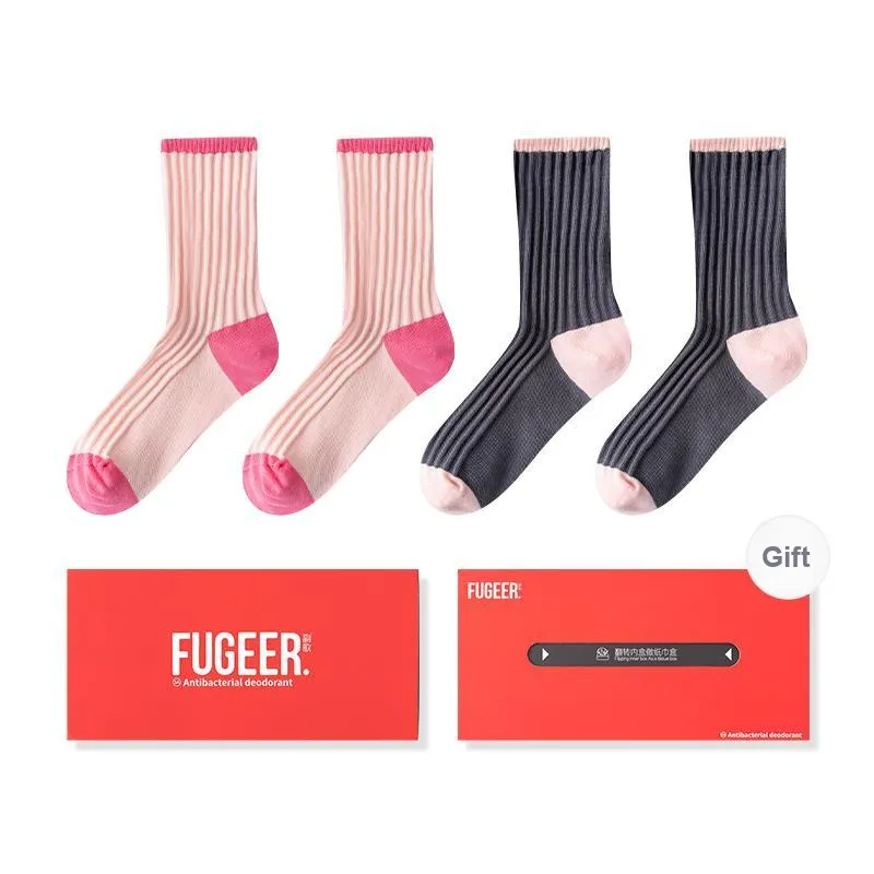 FUGEER Mid Calf Socks Women's Box 4 Pack-6