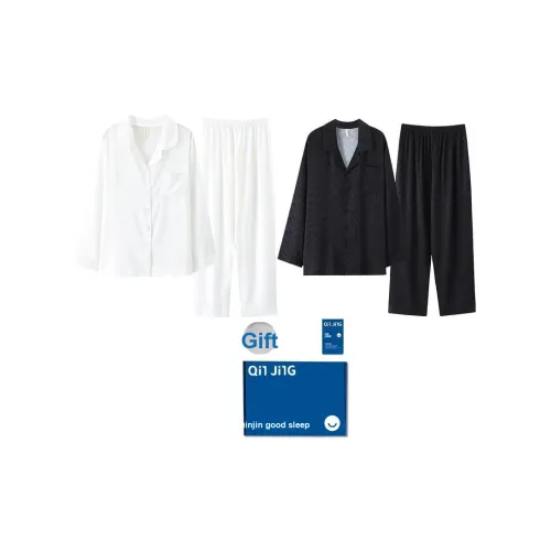 Qin Jing Пижамный комплект Унисекс Скрытая текстура Черный Скрытая текстура Белый