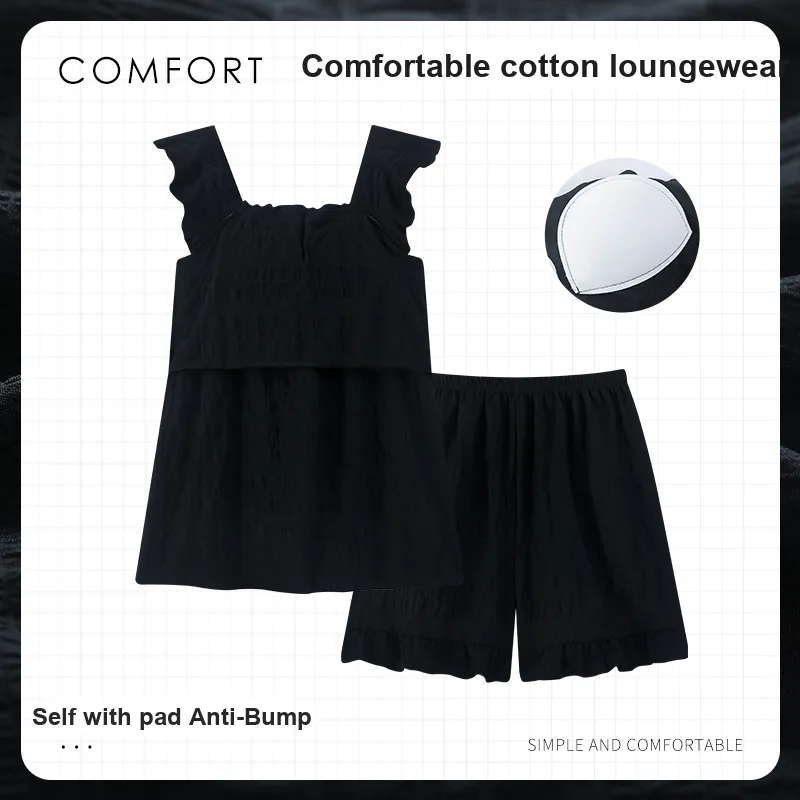 YUZHAOLIN Pajama Set Women's Black-2