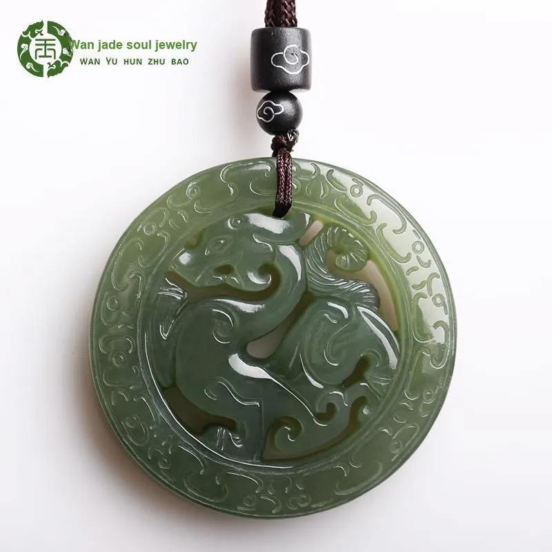 WANYUHUN Pendants Green Jade Unisex-4