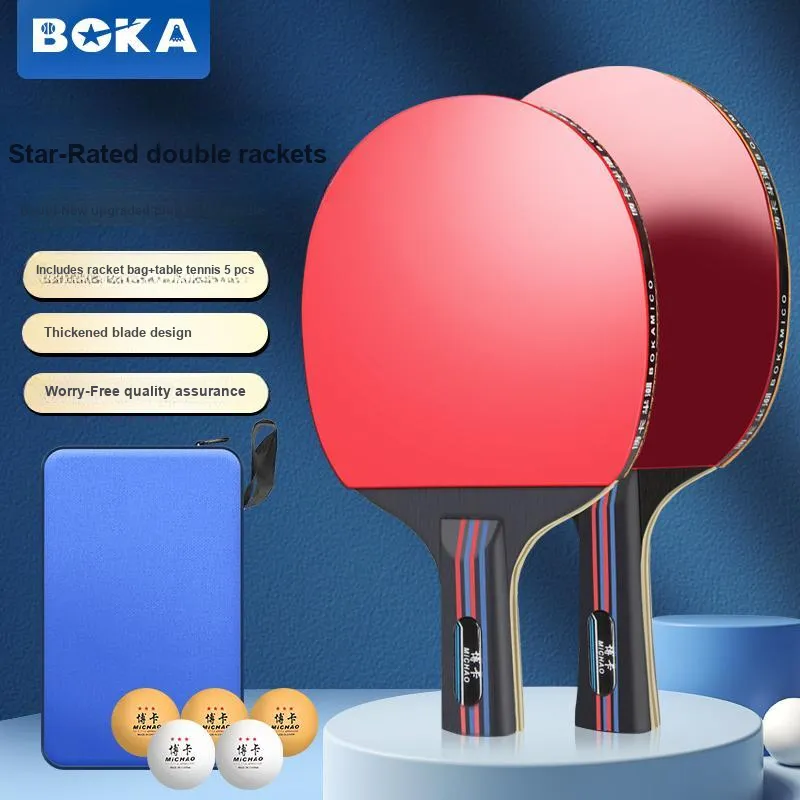 BO KA Ping Pong Paddles Unisex All Wood Black Red Double Beat-7