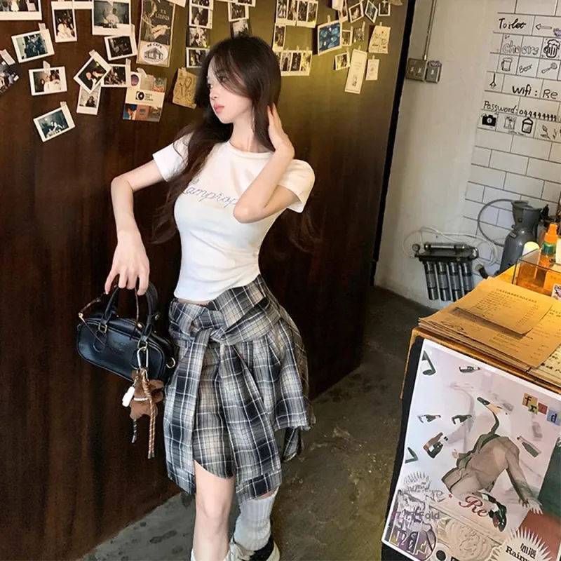 RTNH Summer Strapless Top Women's Black White Plaid-4
