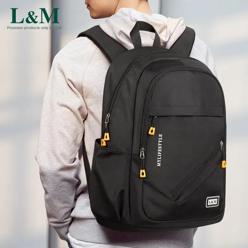 L&M Oxford Backpack Laptop Bags Regular Unisex Black-28