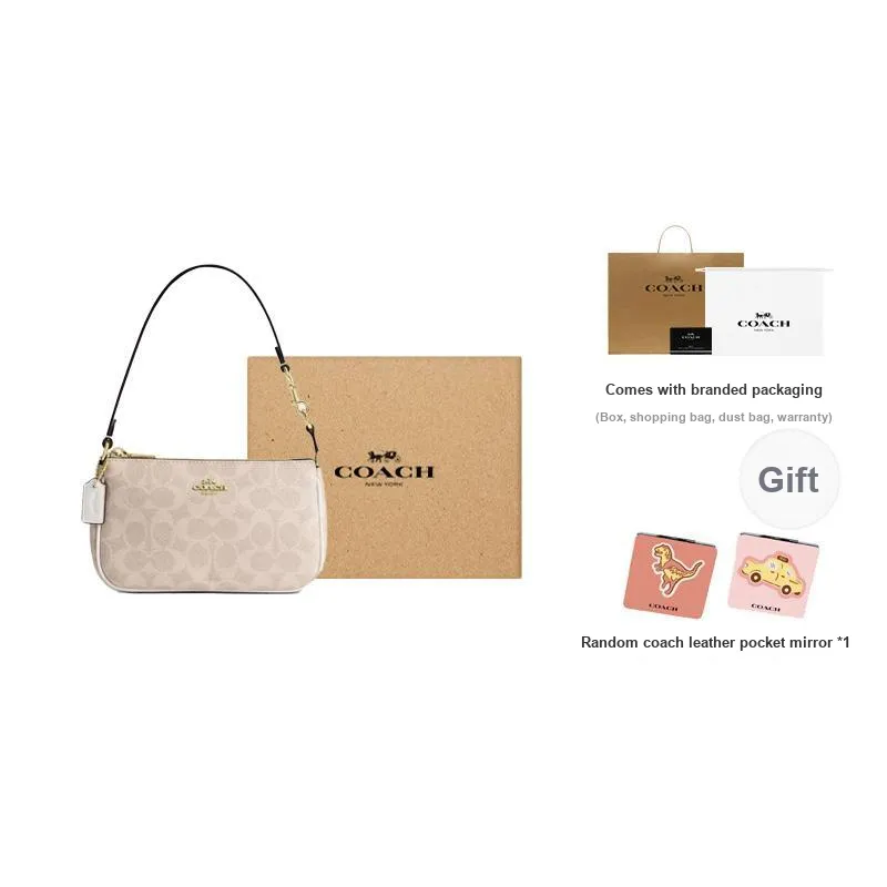 COACH Nolita Coated Canvas One Shoulder Handbag Small Size Women's Sand & Chalk White-11