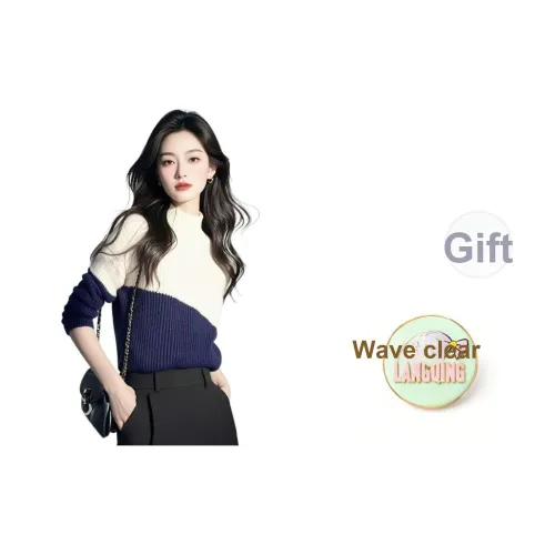 LANGQING Синий Бесплатная доставка с бренд наклейкой Женская трикотажная одежда