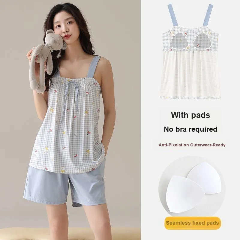 XISHE Pajama Set Women's Light Blue-1