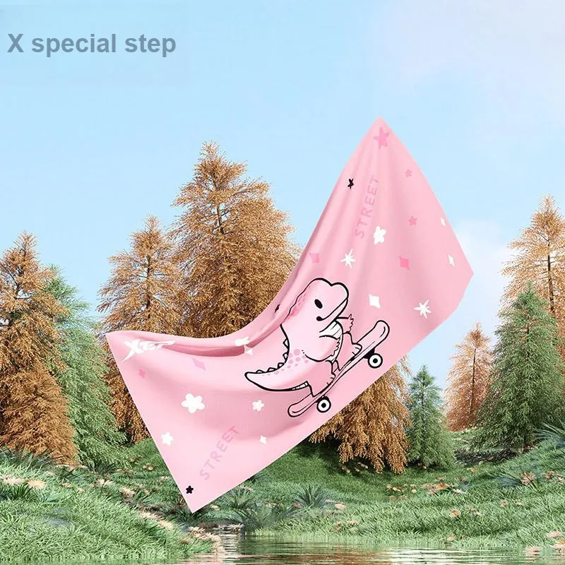 XTEP Pink Dinosaur Cartoon Bath Towels, Quick Dry And Absorbent Kids'-3