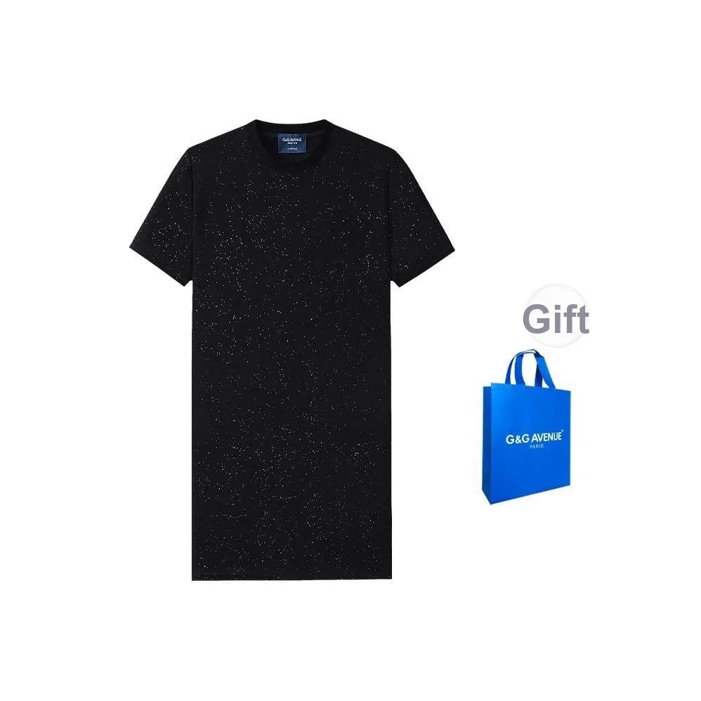 G G AVENUE Черное Женское Короткое Платье с Короткими Рукавами