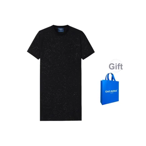 G G AVENUE Черное Женское Короткое Платье с Короткими Рукавами