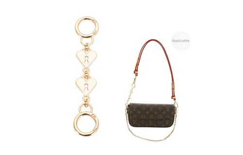 Lan Bao Fan Shoulder Strap Bag Gold-Tone White Heart Extender Chain